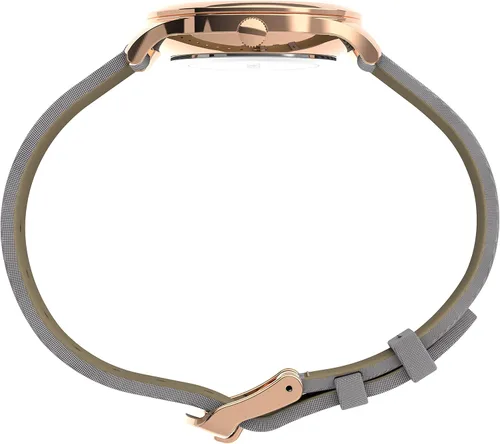 Vista 2 de Timex Reloj Starstruck de 1.260 in para mujer - Caja de oro rosa esfera blanca con correa de cuero gris