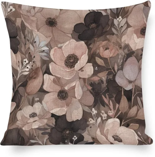 Vista 13 de Fundas de cojín cuadradas para exteriores, primavera, verano, margaritas, hojas florales, acuarela, Janne Kahila, floral, estilo gris claro