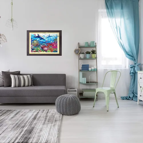 Vista 7 de Ezzo Kit de pintura de diamante 5D para adultos y niños, juego de arte de bricolaje por números de 20 x 16 pulgadas (delfín)
