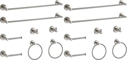 Vista 18 de BGL Juego de Accesorios de Baño Dorado Cepillado, Juego de Toallero de 4 Piezas Oro cepillado