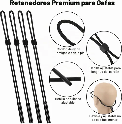 Vista 3 de Attmu, cordón deportivo para sostener lentes y lentes de sol, se cuelga en el cuello.