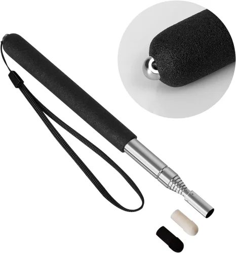 Vista 3 de Teachers - Puntero telescópico, paquete de 2 punteros telescópicos, puntero retráctil extensible para pizarra blanca con cordón (negro)