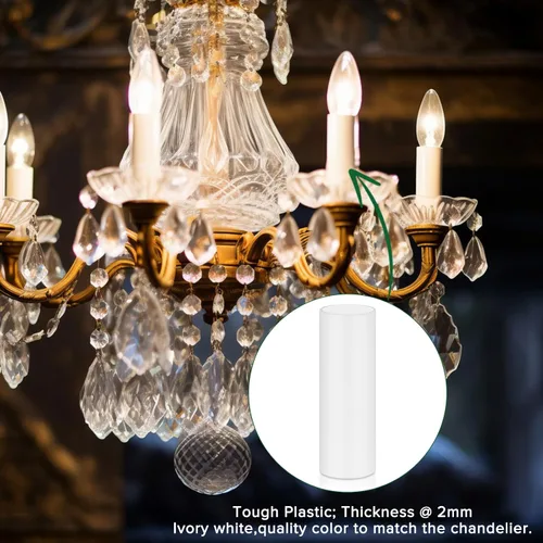Vista 5 de Fundas de plástico blanco de 2.6 pulgadas de alto para cubrir velas, cubiertas de enchufes de candelabros (2-5/8 pulgadas de alto / 6 piezas)