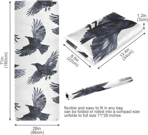 Vista 6 de Black Birds Yoga Mat Non Slip Thick Kids Eco Friendly Rubber Workout Foldable Yoga Mat Women Exercise