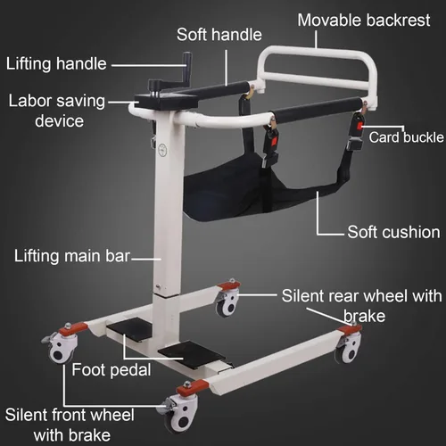 Vista 7 de Elevador de pacientes para silla de ruedas para el hogar, silla de transferencia de baño, silla de transferencia de paciente, silla de ducha