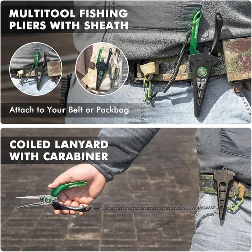 Vista 7 de Alicates de pesca TRUSCEND de aluminio con cerradura y mango ergonómico, herramienta de pesca recubierta de teflón resistente a la corrosión
