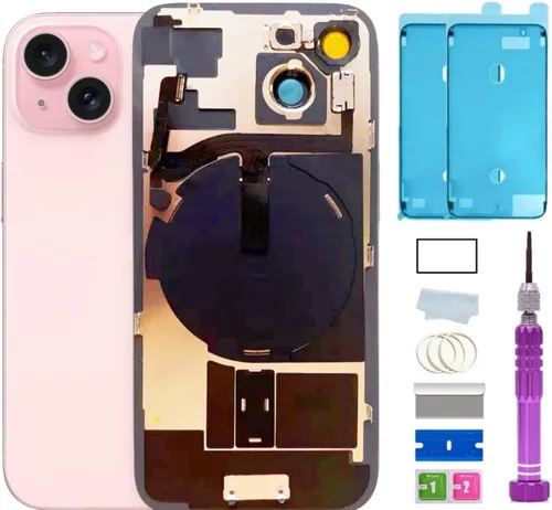 Vista 7 de Reemplazo de vidrio trasero de 14 pulgadas con placa y cable flexible y todas las piezas para iPhone 14 (azul, 6.1 pulgadas) + cinta impermeable +