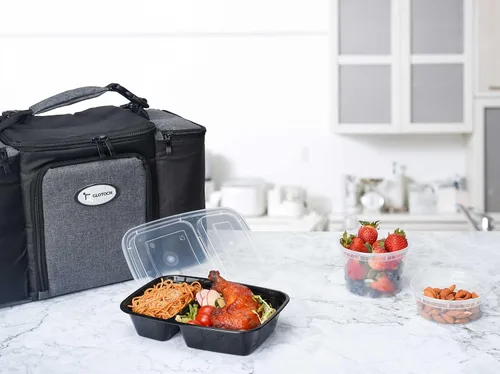 Vista 8 de Glotoch - Paquete de 10 recipientes de 32 onzas para preparación de comidas reutilizables, aptos para microondas, extra grandes y gruesos con tapas