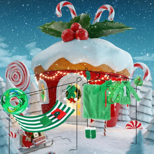Vista 2 de Bencailor El juego de 12 accesorios de muñeca de Navidad incluye saco de dormir, almohada, bufanda, máscara, parche para ojos, suéter con capucha