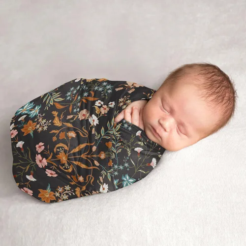 Vista 13 de Sweet Jojo Designs Manta para envolver al bebé con diseño floral bohemio de jardín y flores para bebé recién nacido, tejido ligero elástico