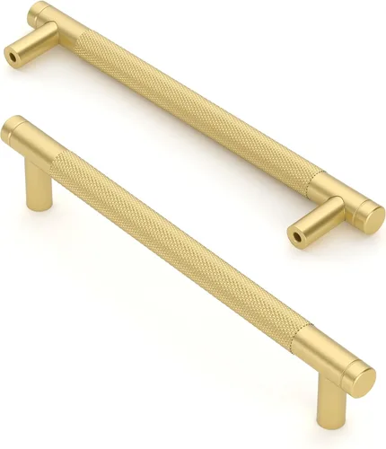 Vista 34 de Asidrama - Paquete de 10 tiradores para gabinete de 3 pulgadas (76mm) de color negro mate y bronce champán, manijas estriadas para gabinete