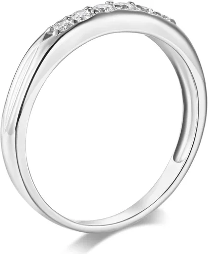 Vista 5 de Wellingsale - Anillo de compromiso de plata de ley 925 y alianza de boda, 2 piezas, tamaño 8