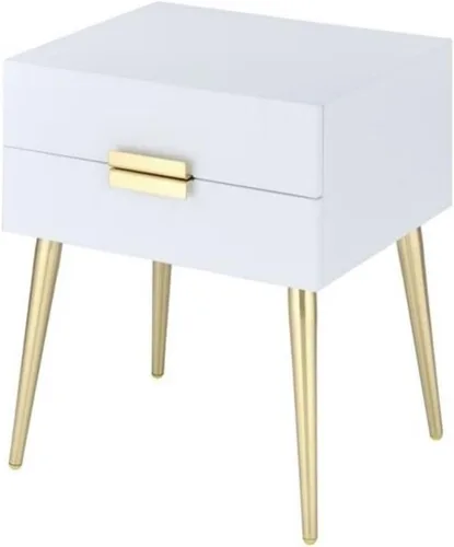 Vista 8 de Acme Mesa auxiliar rectangular de madera Denvor en negro y dorado