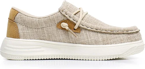 Vista 4 de Blikcon Zapatos náuticos casuales para niños y niñas, mocasines ligeros con cordones (bebéniño pequeñoniño grande)