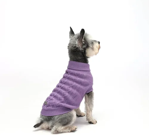 Vista 12 de Suéteres pequeños para perros, ropa de cuello alto de punto suave para clima frío, suéter ligero y cálido para cachorros para chihuahua, yorkie Azul