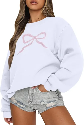 Vista 6 de Sudadera casual de manga larga para mujer, cuello redondo, ajuste holgado, tallas S-3XL