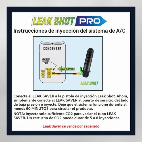 Vista 5 de Leak Saver - Inyector de sellador de fugas automotriz y herramienta limpiadora de línea de drenaje de aire acondicionado Pistola de drenaje de CO2