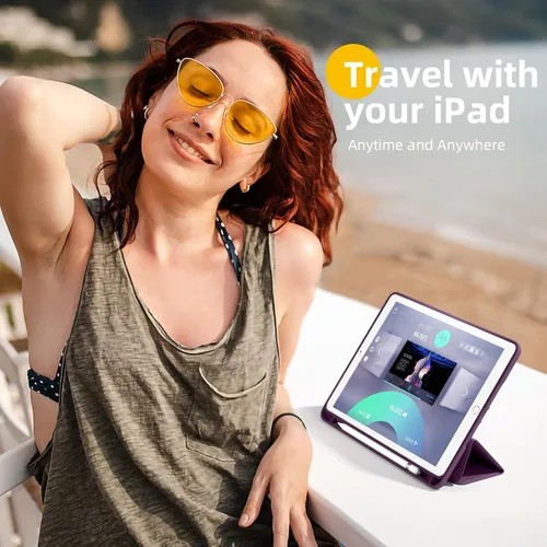 Vista 2 de Akkerds - Funda Compatible con iPad de 10.2 Pulgadas 2021/2020/2019, para iPad de 9ª/8ª/7ª Generación con Soporte para Lápiz, Funda Protectora