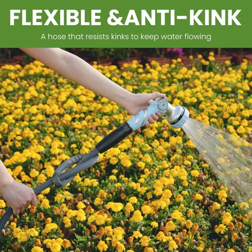 Vista 4 de LINEX Manguera de jardín ligera de 25 pies, ultra flexible, sin torceduras, para manguera de agua al aire libre, no expandible, resistente a