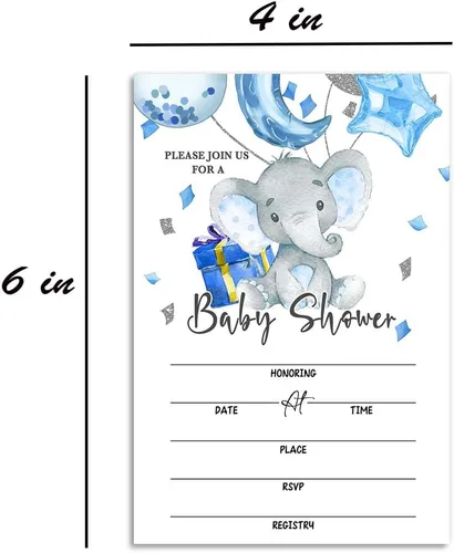 Vista 2 de Ggjgrpx Invitación de fiesta de baby shower de elefante para celebrar la futura mamá, invitación de baby shower para niños y niñas, 20 de una sola