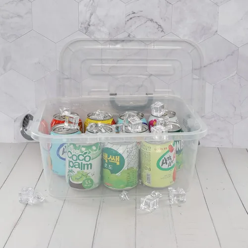 Vista 4 de Caja de almacenamiento transparente de plástico de 8 L, 2 cajas de cierre de almacenamiento con tapa