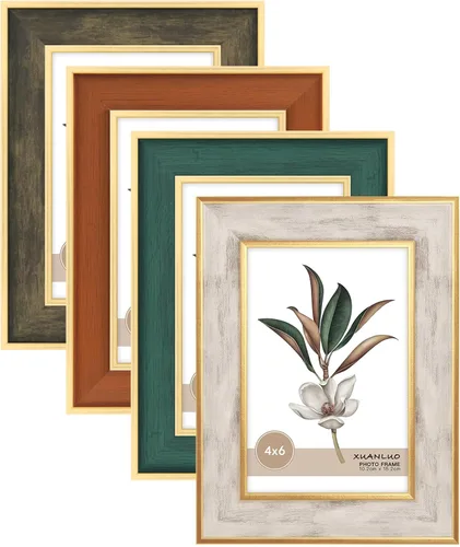Vista 9 de XUANLUO Paquete de 4 marcos de fotos rústicos de granja con vetas de madera envejecida, para exhibir imágenes, mesa o decoración de pared
