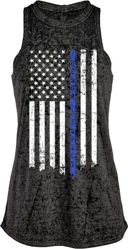 Vista 3 de Threadrock Camiseta sin mangas con diseño de bandera Burnout de Honor Respect para mujer