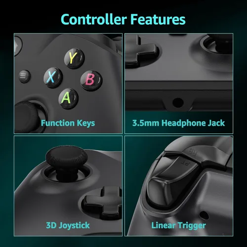 Vista 7 de IWGAME Wired Controller for X-BOX/PC, Hall Effect Joysticks&Triggers Gamepad with Turbo, 3.5mm Headphone Jack/Dual Vibration, Compatible with X-BOX
