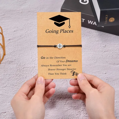 Vista 3 de Juego de 20 pulseras de graduación para ella y él, juego de pulseras de brújula 2023 2024, regalos inspiradores de graduación para compañeros