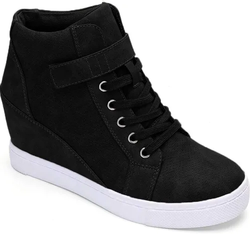 Vista 8 de Athlefit - Tenis de mujer con agujetas y cuña Alta moda, Botines al tobillo