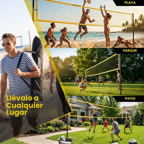 Vista 6 de Volleyball Net for Backyard, Regulation Size 32x3FT, Portable Outdoor