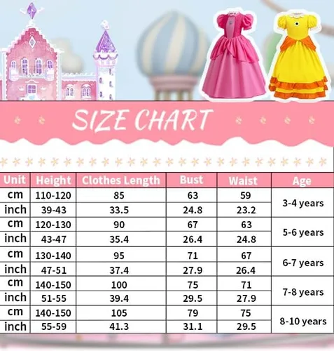 Vista 6 de KONLIYU Disfraz de princesa melocotón para niñas, disfraz de Halloween, cosplay, vestidos de margaritas para fiesta de cumpleaños