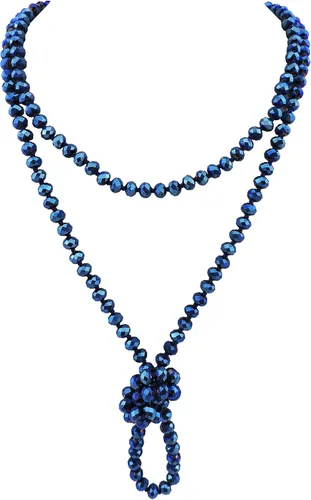 Vista 35 de Firstmeet Collar largo de cuentas de moda con nudo de cuerda, versátil, 60 pulgadas, joyería de disfraz para mujer Aqua Sky AB