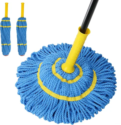 Vista 9 de Trapeadores giratorios autoescurridizos para limpieza de suelos, fregona de microfibra con mango largo de 57 pulgadas, fregona fácil de escurrir