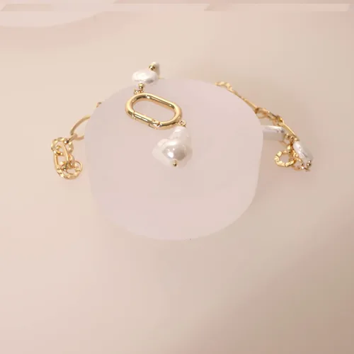 Vista 5 de Collar de perlas y cadena, cadena mixta y gargantilla de perlas de moda, collar de capas con colgante de corazón orgánico de peras