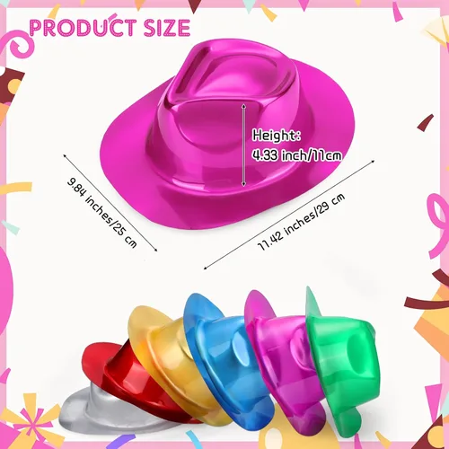 Vista 2 de Handepo 48 sombreros de vaquera de Halloween a granel, disfraz de cosplay metálico, suministros de fiesta para adultos