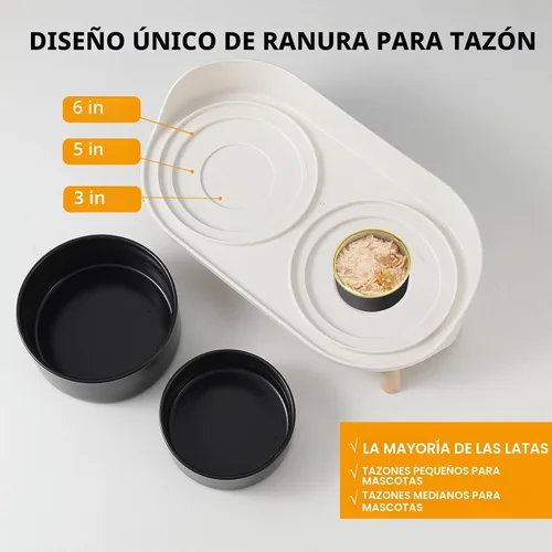Vista 3 de Juego de Cuencos Elevados de Cerámica para Gatos - Platos Dobles Elevados para Alimentos y Agua - Soporte Antideslizante y Resistente a Salpicaduras