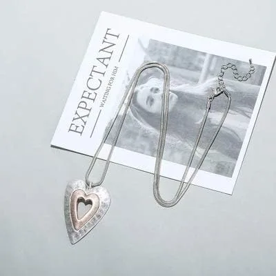 Vista 8 de COOSTUFF ANNA Collar con dije de corazón de amor para mujer, joyería de moda, collares largos de suéter Chian, Metal