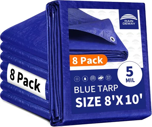 Vista 41 de RAINDEWAY Tarps - Lona impermeable de color azul de 4 x 16 pies de grosor, resistente a desgarros, multiusos, para techo, campamento, automóvil