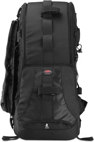 Vista 8 de Mochila impermeable para cámara DSLR grande con compartimentos para laptop de 17 pulgadas, cubierta para lluvia, soporte para trípode, funda