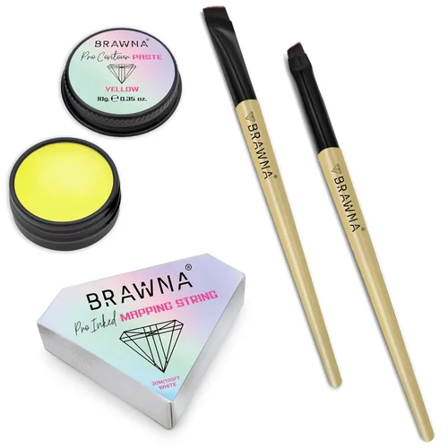 Vista 9 de BRAWNA Eyebrow Mapping Kit - 1 Countour White Mapping Paste, 2 Angled Eyebrow Brush - Brow Mapping Supplies - PMU & Microblading Supply