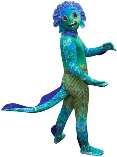Vista 3 de Lito Angels Disfraz de monstruo marino de Halloween para niños, trajes de fiesta con máscara de cabeza, enteroconjunto de ropa