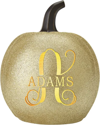 Vista 13 de Let's Make Memories - Calabaza personalizable con luz y apellido familiar e inicial para decoración otoñal de Halloween, para interiores y Naranja