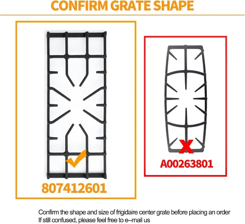 Vista 6 de Repuesto mejorado de rejilla 807412601 para piezas de estufa Frigidaire, 20 x 7.9 pulgadas, rejilla de quemador de superficie de hierro fundido