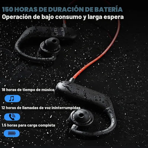 Vista 5 de Auriculares impermeables IP68 con reproductor de MP3 de 32 GB Bluetooth 5.2 auriculares inalámbricos, deportes, gimnasio