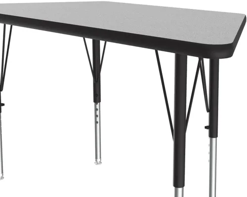 Vista 4 de Correll - Mesa de actividades con forma trapezoidal de 24 x 48 pulgadas, altura ajustable, laminado duradero de alta presión de granito gris Gris