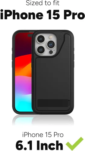 Vista 3 de ZAGG Everest Snap - Funda para iPhone 15 Pro con soporte, protección contra caídas (20 pies/19.7 ft), funda texturizada de triple capa para teléfono