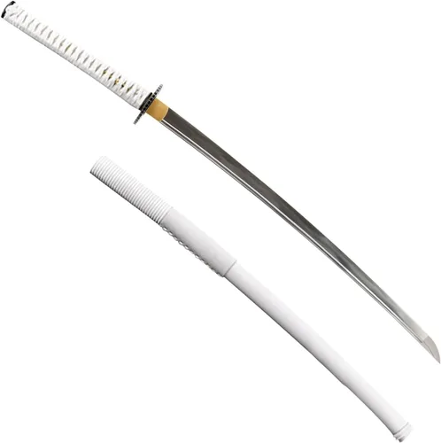 Vista 23 de HMS Samurai Katana Sword, Practical, Hand Forged, 1045 Carbon Steel, Heat Tempered/Clay Tempered, Full Tang, Sharp, Scabbard Blanco-dragón-951A