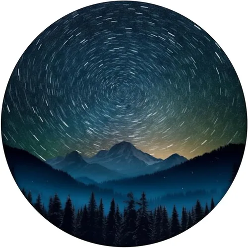 Vista 3 de PopGrip intercambiable con PopSockets de cielo lunar y galaxia azul en bosque de montaña