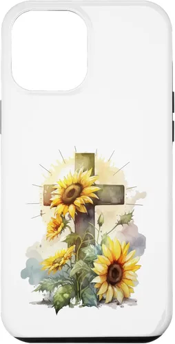 Vista 26 de Faith Christian Cross Watercolor Sunflower Flowers Case for iPhone 17